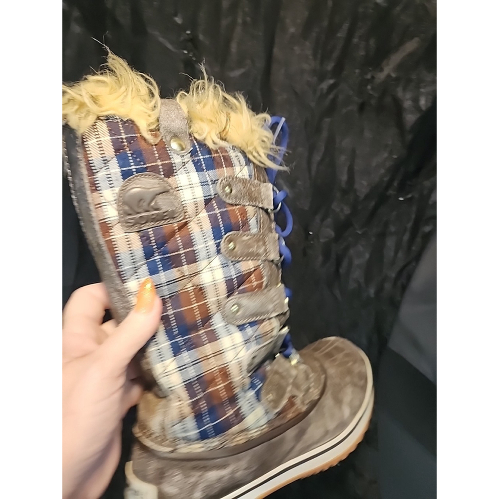 Sorel Boots Bracken Estate Plaid Tofino Winter Waterproof Faux Fur, Sz7, EUC - Picture 7 of 9